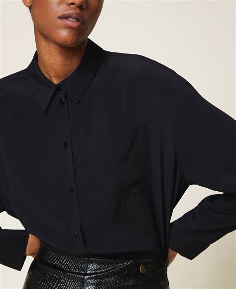 Camicia in seta in Nero .